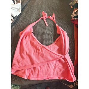 Moda International Pink Knit Halter Wrap Top Vintage Y2K summer comfort tank euc